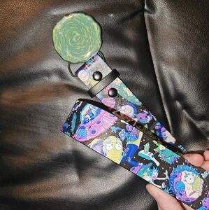 Epic Space Rick and Morty belt with Portal Buckle customized for smaller waist.
